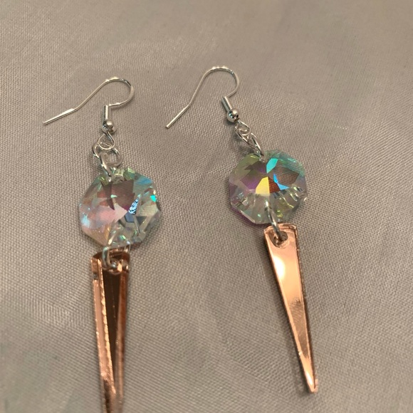 Rose Gold Icicle Earrings - Picture 2 of 4
